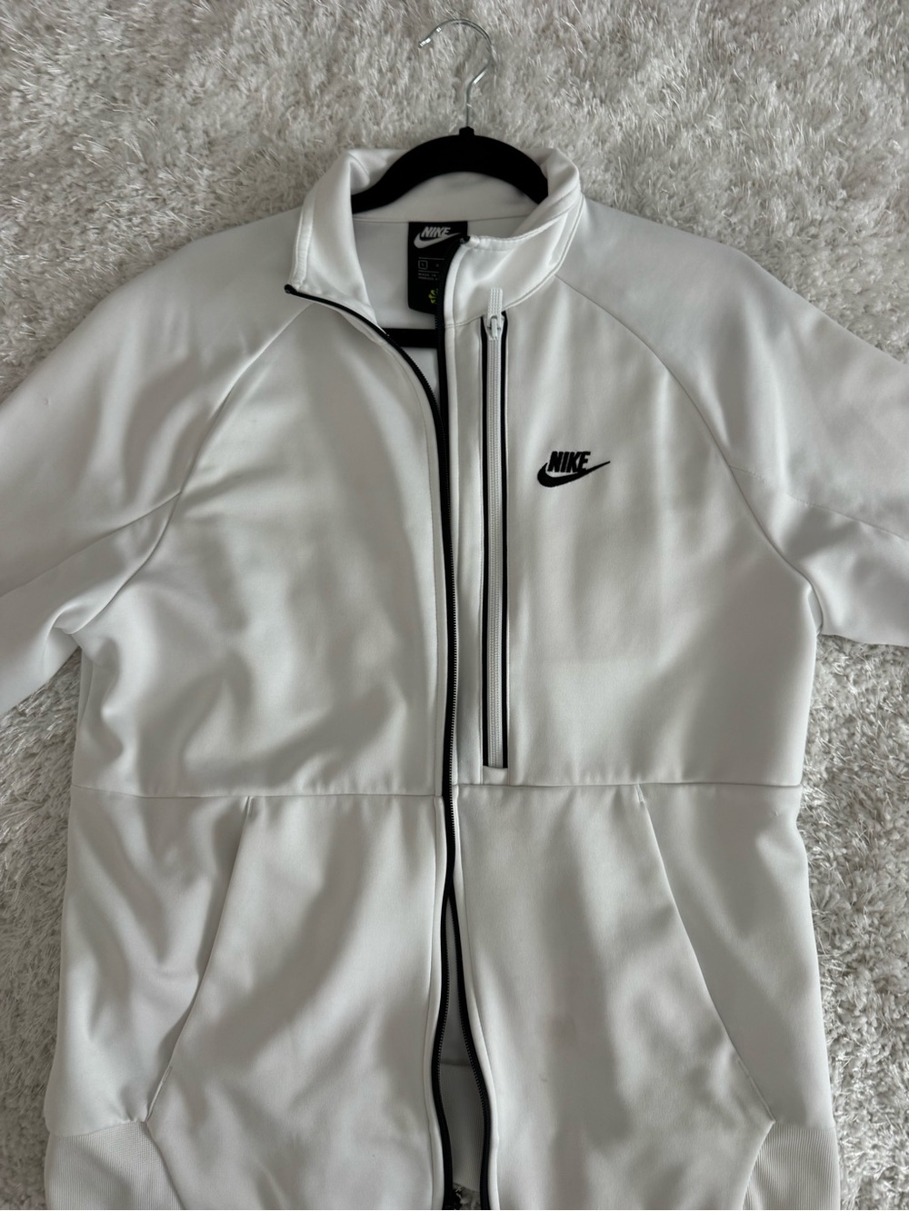 Nike White Full-Zip Track Jacket with Black Accents